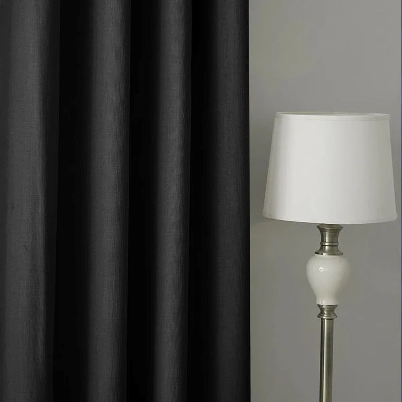 Luxury Ready Made Blackout Eyelet Thermal Curtains (Set Of 2) , Black, 117cm Width x 137cm Drop