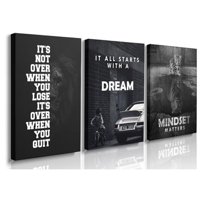 «Mindset», art mural sur toile, peinture inspirante et décoration murale