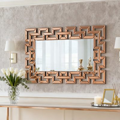 Glass Rectangular Gold Frame Wall Mirror