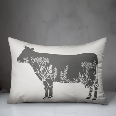  Floral Cow Lumbar Pillow
