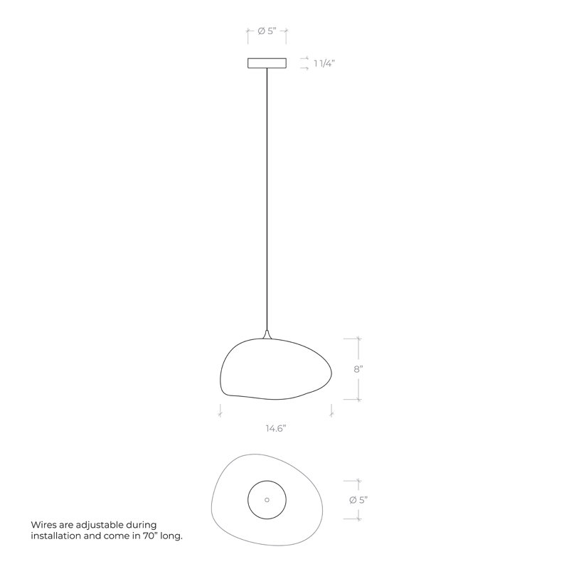Kloud 1 - Light Single Globe Pendant, Black, Light Amber, 8" H x 14.6" W x 12" D
