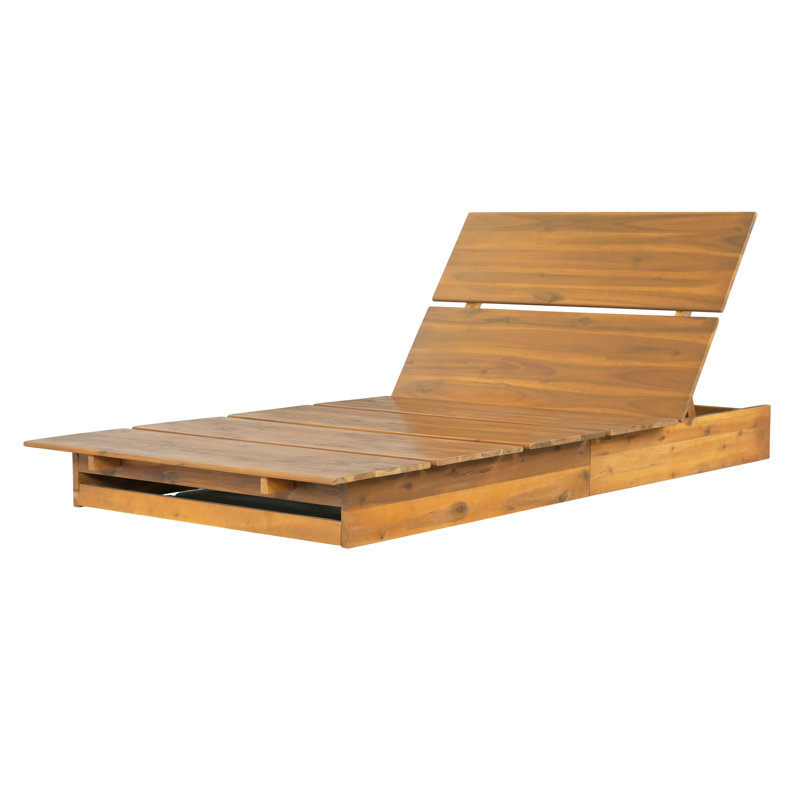 Chaise longue d'extérieur en bois d'acacia