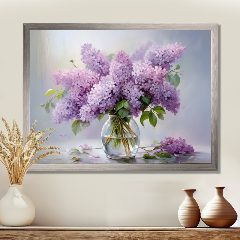 Lilacs Romantic Impression III On Canvas Print, 12" H x 20" W x 1" D, Single Picture Framed, Silver