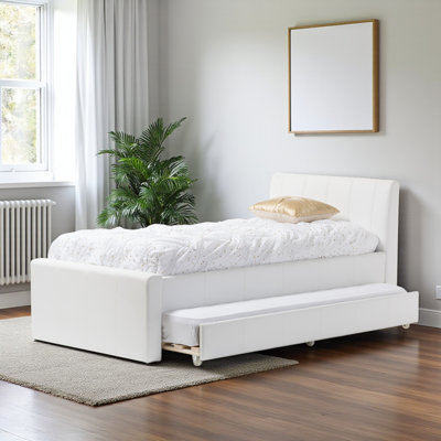 Aysha Lasker Upholstered Low, Twin Profile Platform Bed, White 36.47'' H X 42.75'' W X 84.83'' L