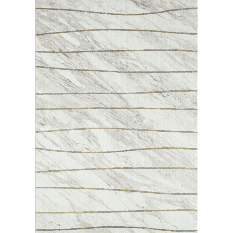 Tapis rayé ivoire Nedrud, Rectangle 5 pi 3 po x 7 pi 6 po