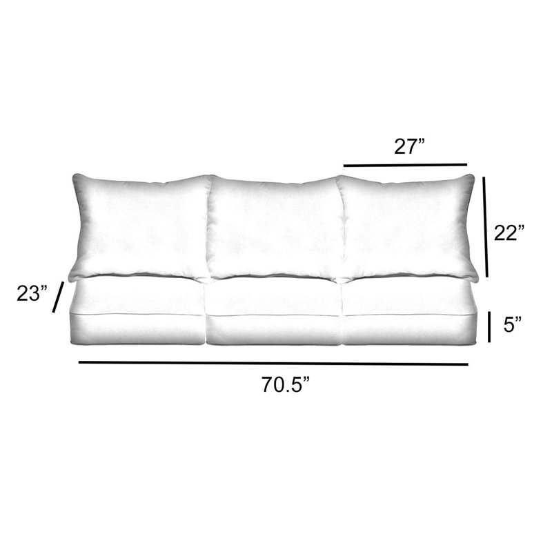 Sunbrella Outdoor Solid Deep Seating Sofa Pillow and Cushion Set, 23.5 in W x 23 in D x 5 in H, Sunbrella - Spectrum Indigo