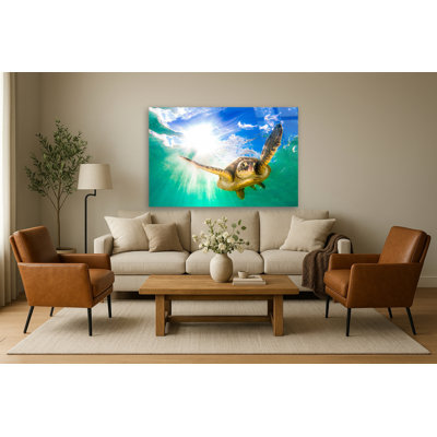 Sea Turtle Frameless Tempered Glass Wall Art - 40" x 60"