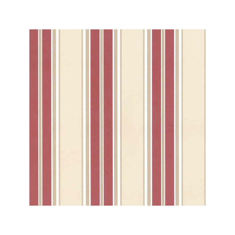 Papier peint à rayures classique 32,7 pi x 20,5 po Vili, Rouge / Brun / Crème