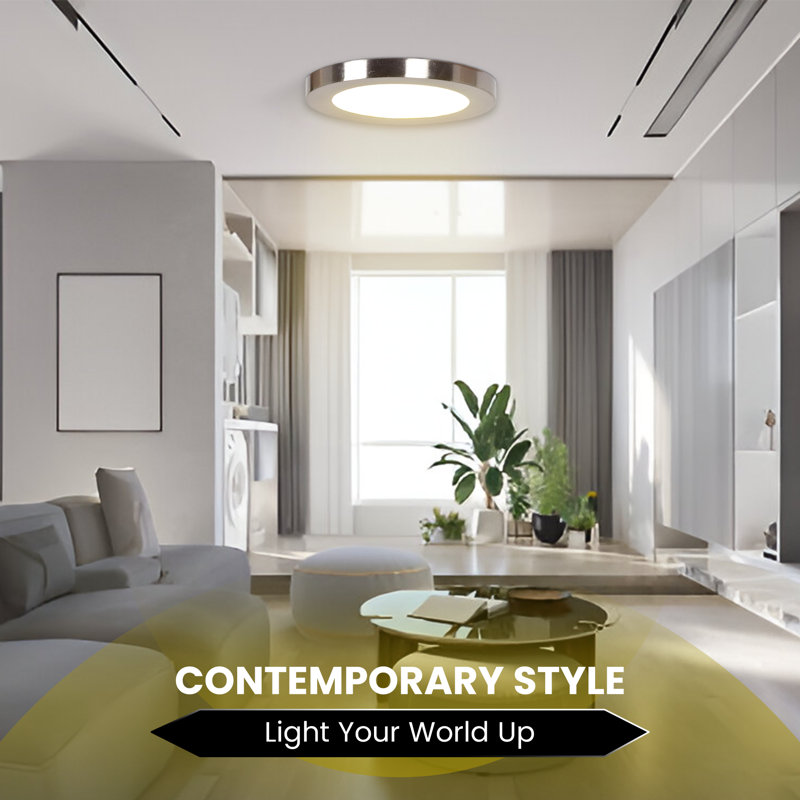 Access Lighting Disc Flush Mount 5.5 - LED in Brushed Steel Finish for Modern Spaces"