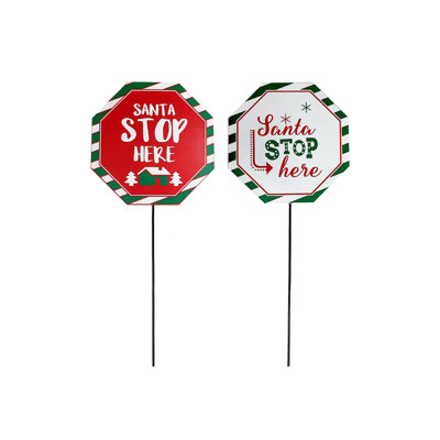 Ensemble de piquets 2 pièces Octagon Santa Stop Here