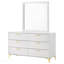 Commode blanche à 6 tiroirs avec miroir-742476834
