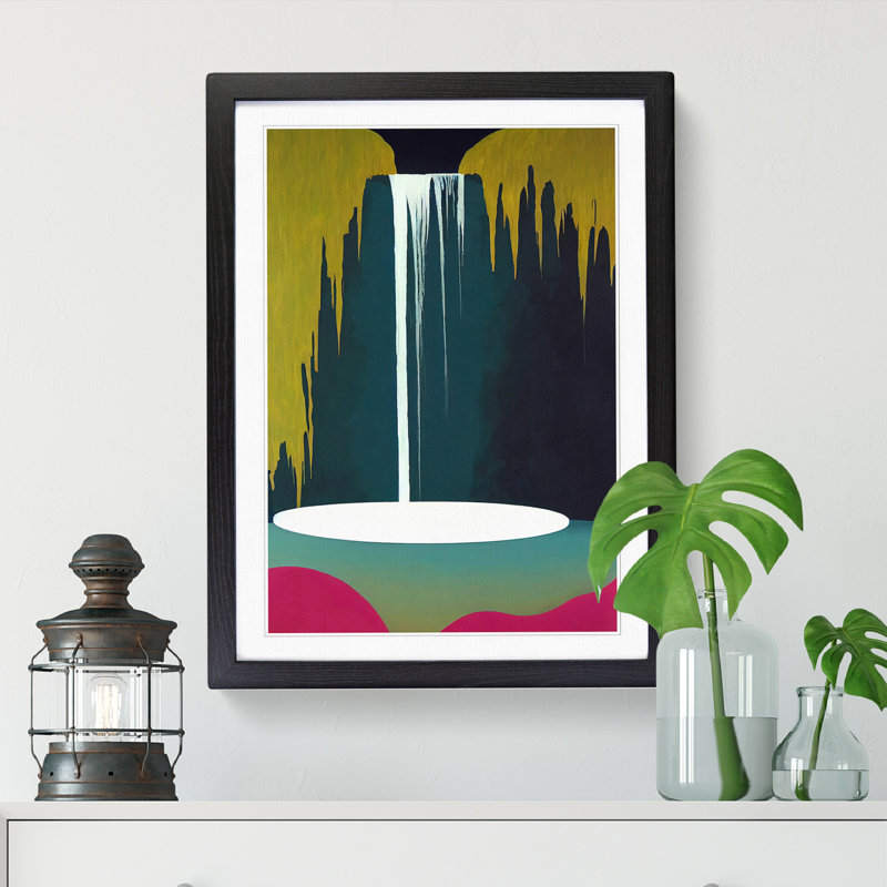 Waterfall Contemporary - Single Picture Frame Print, Black, 64cm H x 46cm W x 2cm D