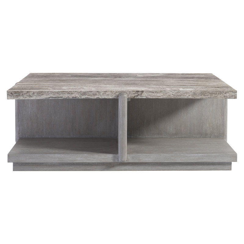 Gray Wood and Stone Square Coffee Table