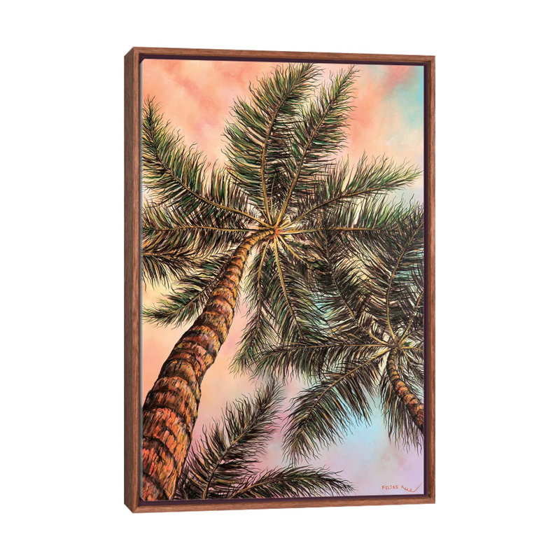 Keep Palm 1 Piece Wall Art on Canvas, 101.6 cm H x 66.04 cm W, Classic Brown Wood Framed