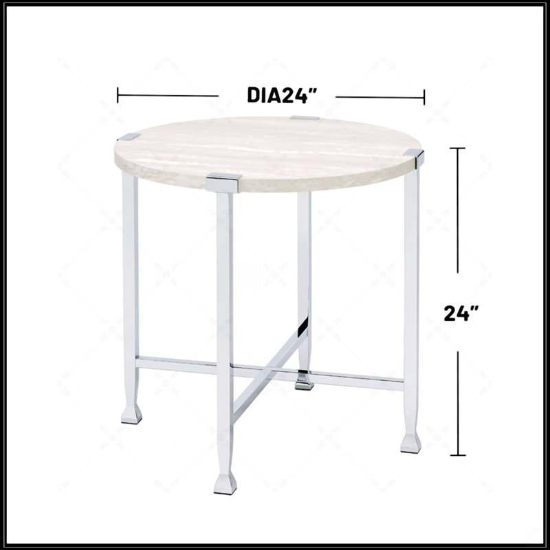 Table de bout ronde avec support en forme de X