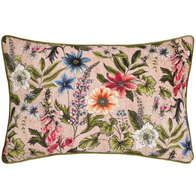 Aneysha Floral Rectangular Lumbar Cushion Cover, Pink
