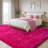 Solid Rug Soft Fluffy Rose Red Indoor Area Rug for Living Room Bedroom Nursery Kids Room-835077178-805677173