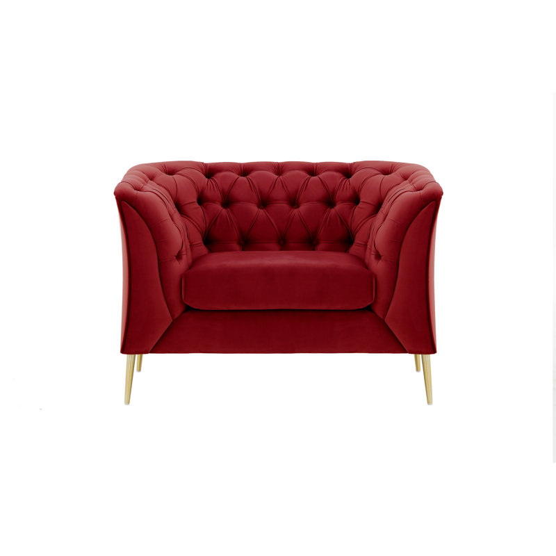 Septimus Upholstered Chesterfield Chair, Red