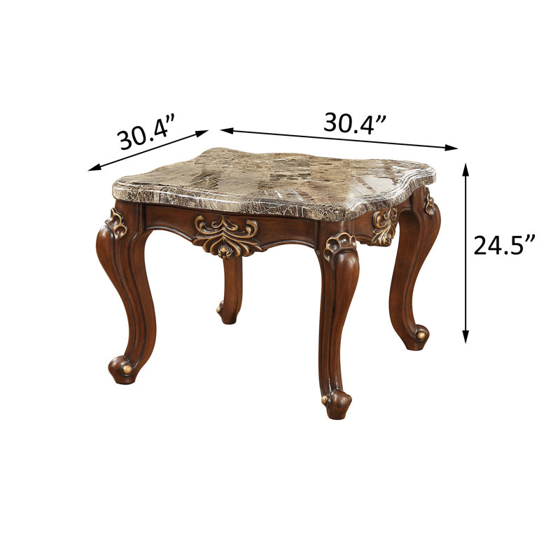 Table de bout, plateau en marbre et noyer