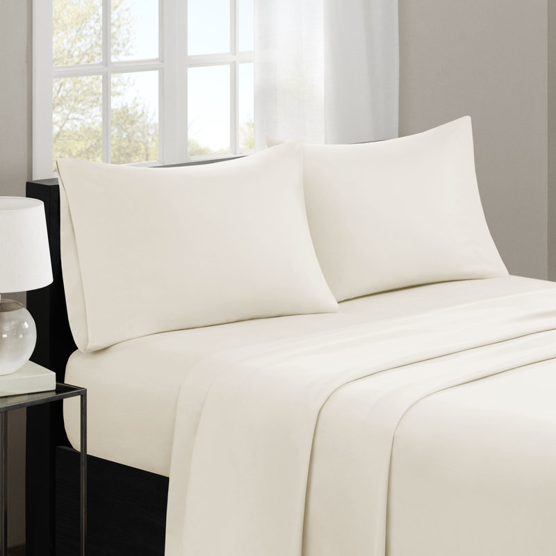 3M Microcell Luxurious Brushed Microfiber Deep Pocket Sheet Set, Twin, Ivory