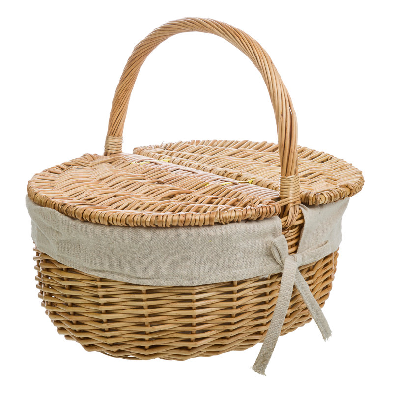 Wicker Picnic Basket, 31cm H x 35cm W x 25cm D