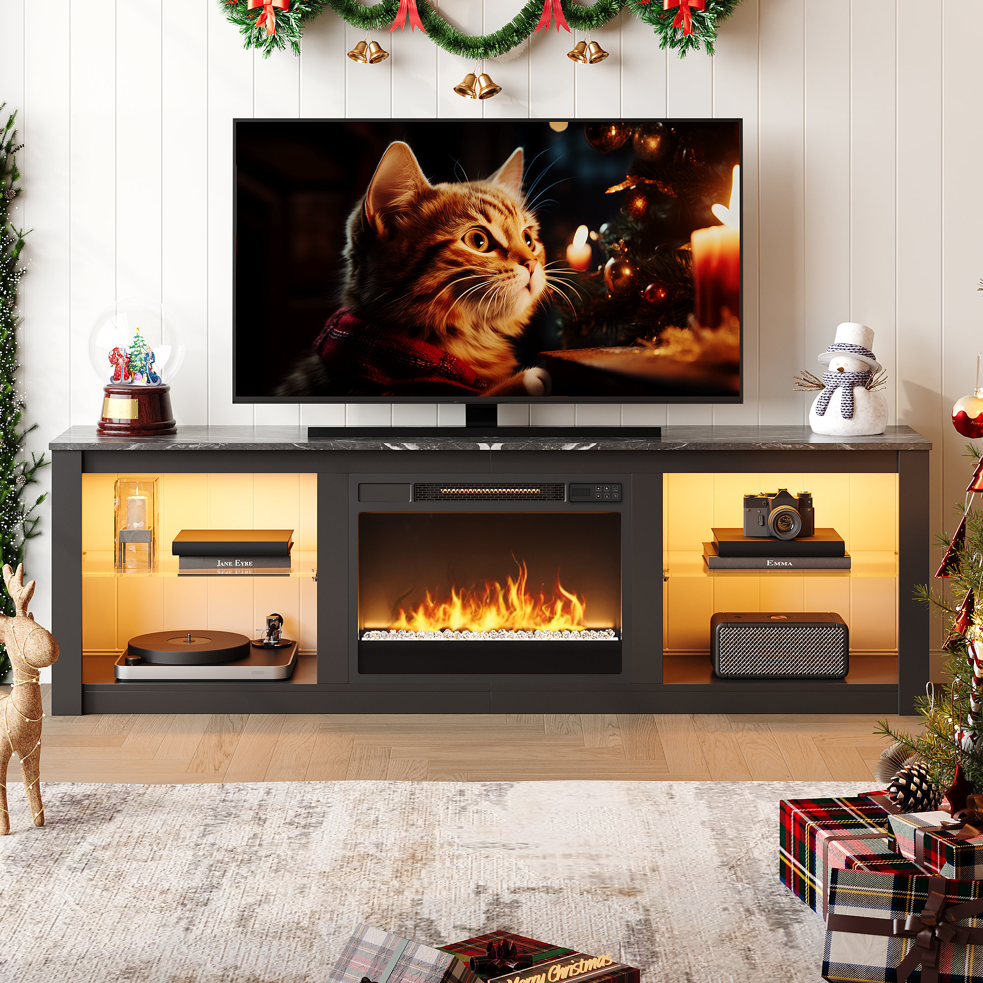 70 inch deals tv fireplace stand