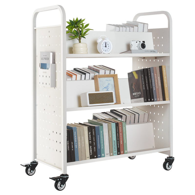 Chariot à livres à 3 niveaux, Blanc