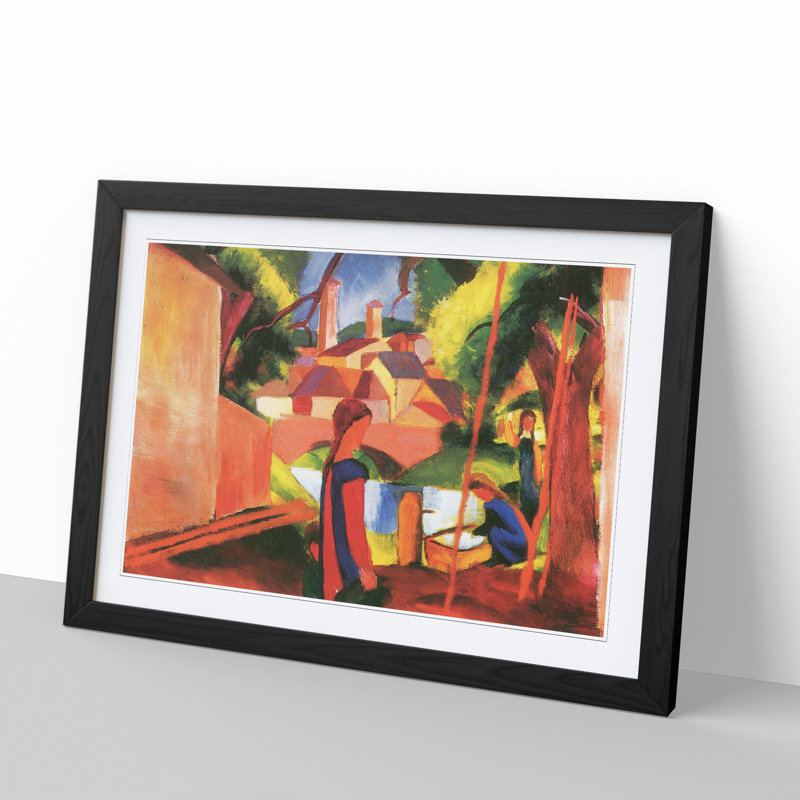 Walking to Town by August Macke - Picture Frame Painting, Black, 27cm H x 36cm W x 2cm D