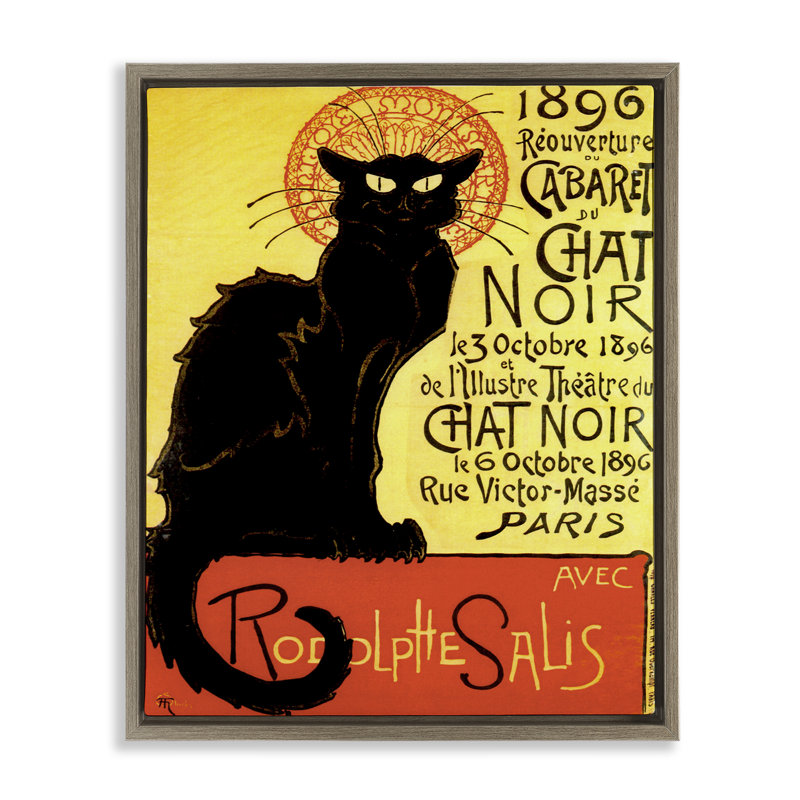 Cadre flottant rétro pour chat noir d'Halloween, design par Marcus Jules, H 21 po x l 17 po, Cadre flottant orme Montalcino