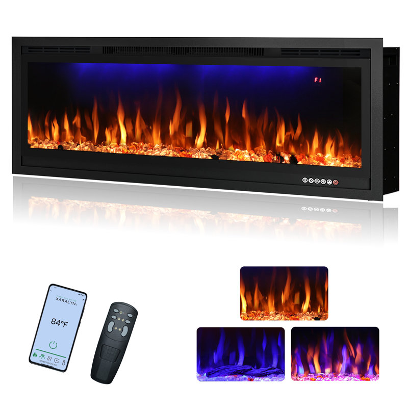 Electric Fireplace Inserts Smart , 17.72" H x 44.02" W x 6.3" D