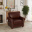Fauteuil club simple en similicuir bourgogne avec pieds en bois-103860307-103860316