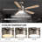 52'' Dimmable Ceiling Fan with Light, Bedroom Ceiling Fan with Reversible Dc Motor