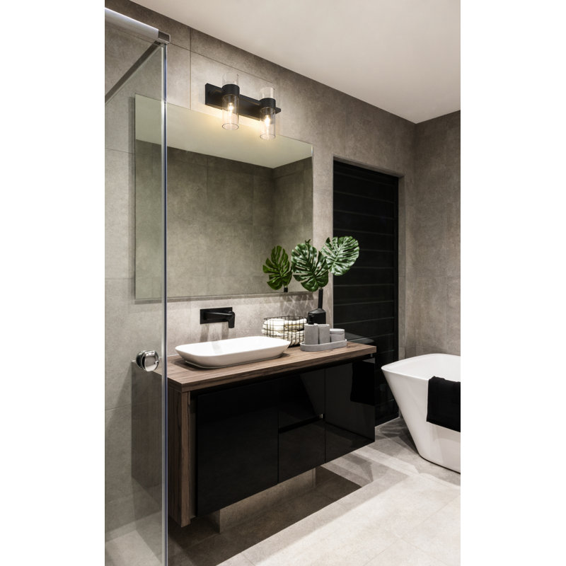 Meuble-lavabo 2 lumières Lawson, Noir mat