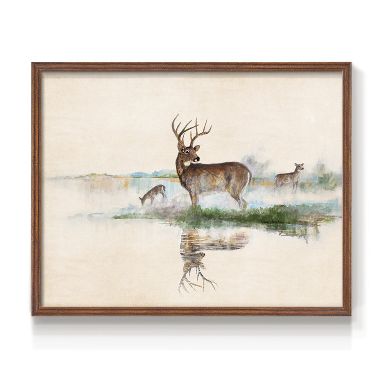Misty Deer -Framed Print - Restickable, Walnut, 22" H x 28" W