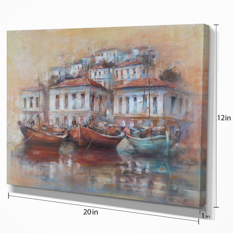 «Calm Sea with Boat», impression, H 20 po x l 20 po x P 1 po, Toile tendue