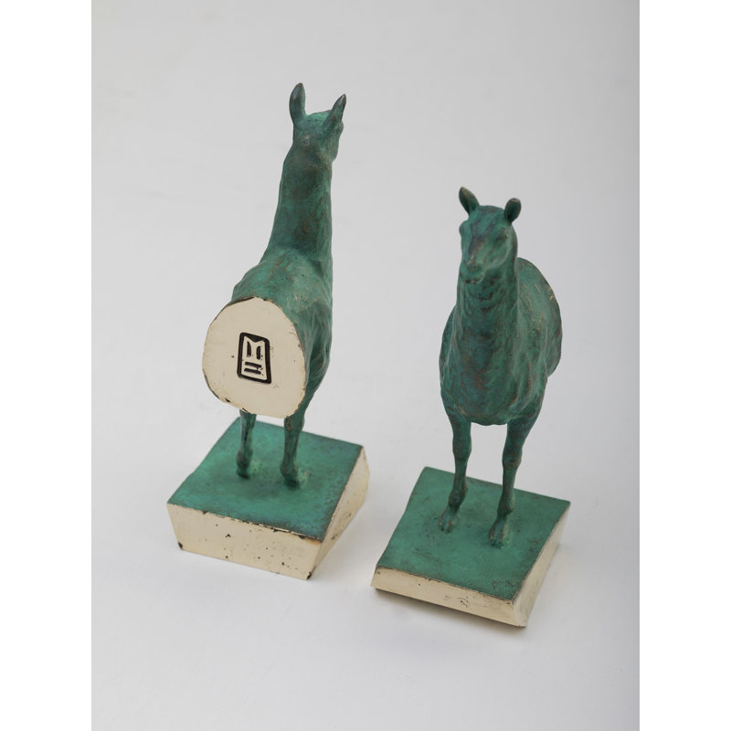 Llamas Decorative Bookends In Casted Bronze, Set Of 2, By Andean, In Stock