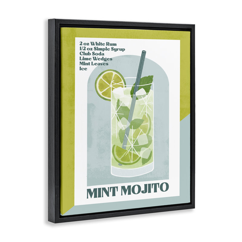 Art mural rétro sur toile, "Mojito" par Deane Beesley, Cadre flottant noir de jais, H 31 po x l 25 po