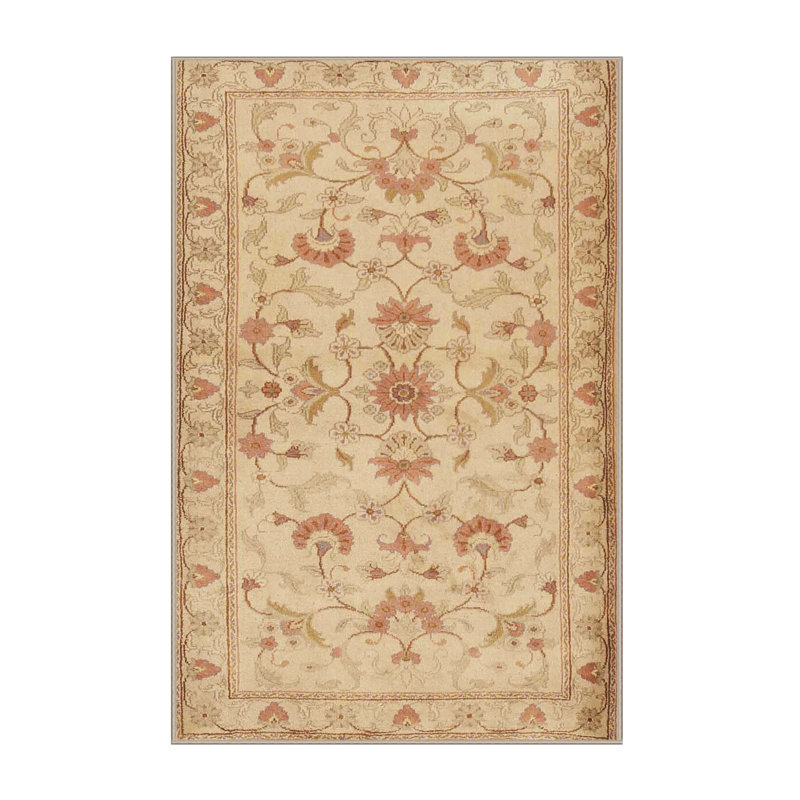 Tapis traditionnel beige / brun clair Hadly, Rectangle 4 pi x 6 pi