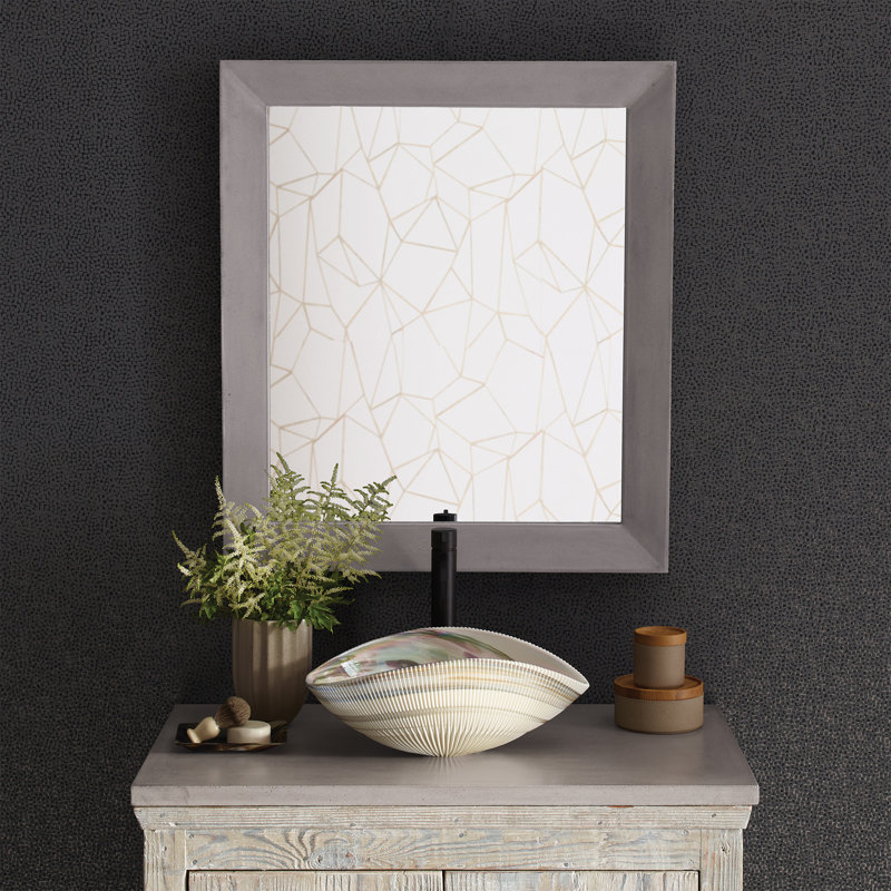 Portola Modern & Contemporary Beveled Bathroom / Vanity Mirror, Ash, 33.5" x 29.5"