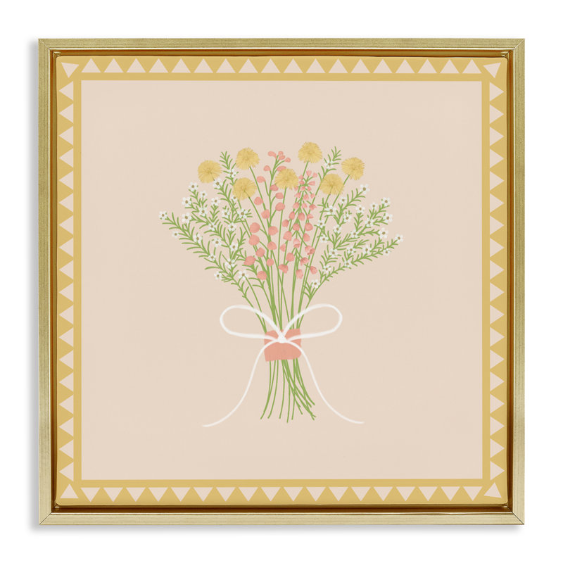 Cadre flottant à bordure jaune avec un bouquet de printemps, design par Adrienne Morris, H 18 po x l 18 po