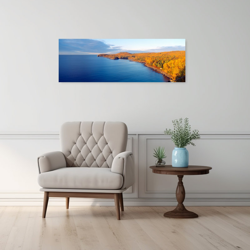 Split Rock Lighthouse from 1905 Lake Superior Minnesota 1 Piece Wrapped Canvas Panoramic Wall Art, 91.44 cm H x 30.48 cm W