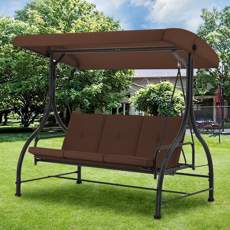 3 Person Porch Swing with Canopy, Brown