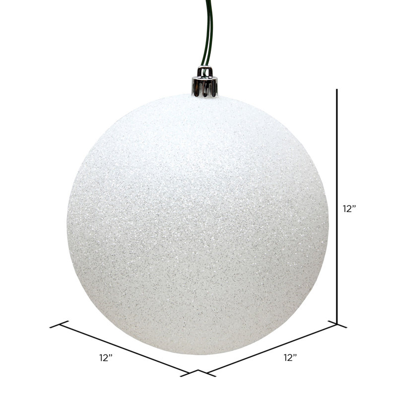 Ornement boule des Fêtes, Blanc, H 12 po x l 12 po x P 12 po