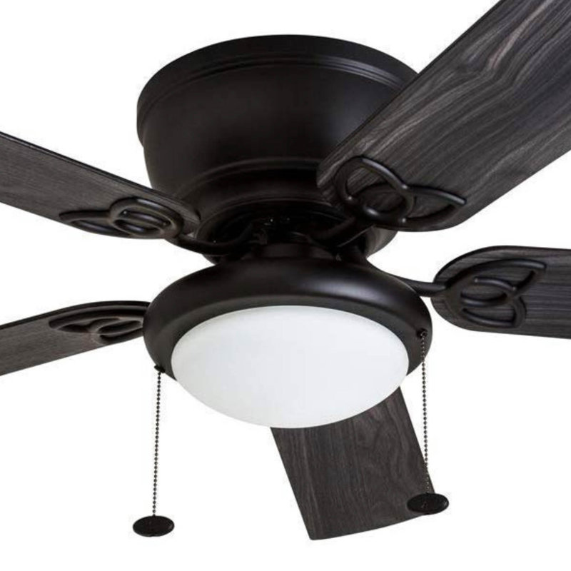 Benton 52" Ceiling Fan with LED Light, Matte Black with Gray Cedar Blades