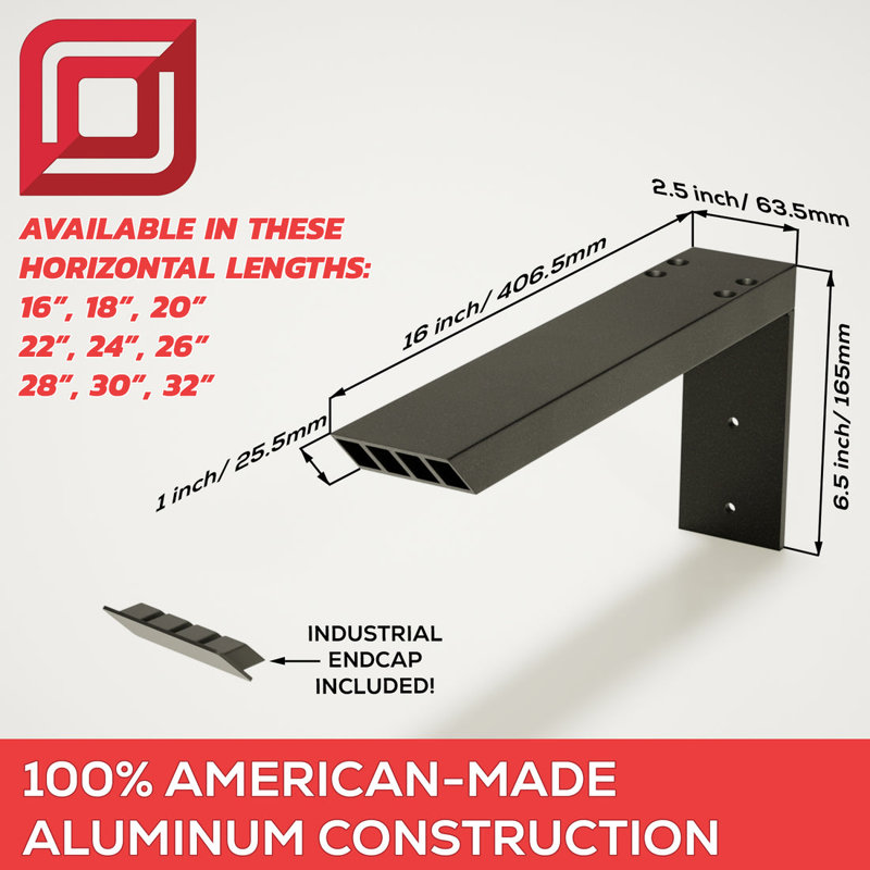 The Original™ Industrial L Countertop Support Bracket, 1" H x 2.5" W x 24" D