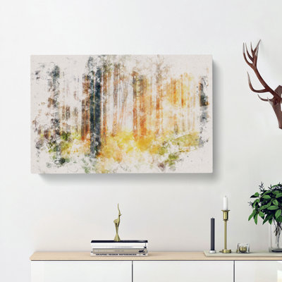 Rays Of Light Through An Autumn Forest - Wrapped Canvas