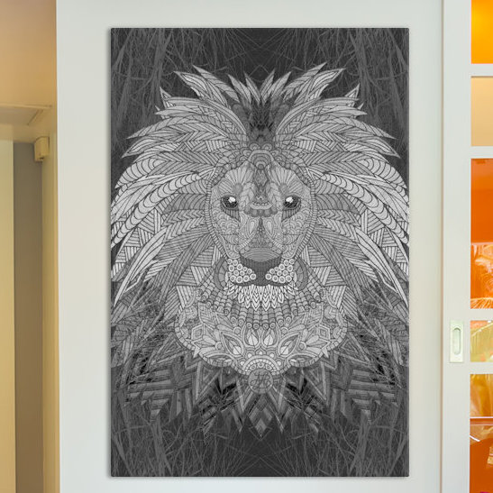 « great lion », impression sur toile tendue, H 60 po x l 40po x P 1,5 po, Toile tendue, Pas de tapis