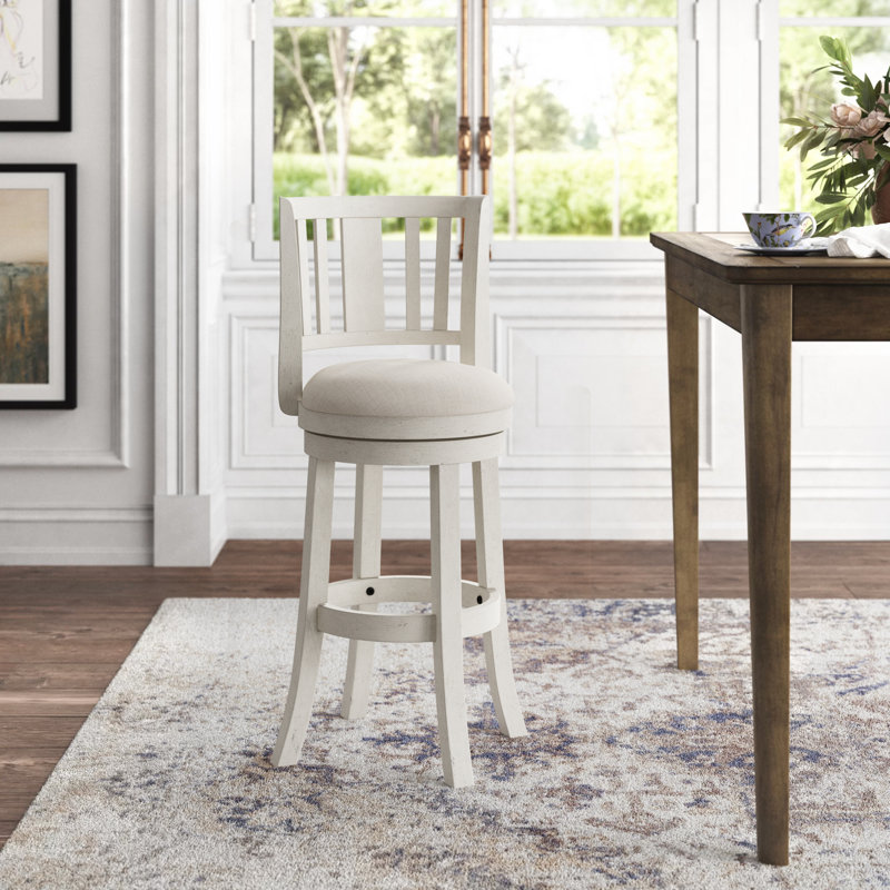 Chaney Swivel Upholstered Counter Stool with Solid Wood Frame