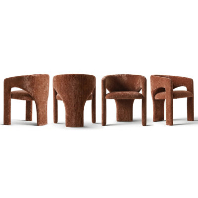 Set Of 4 Modern Upholstered Barrel Dining Chair With Arm