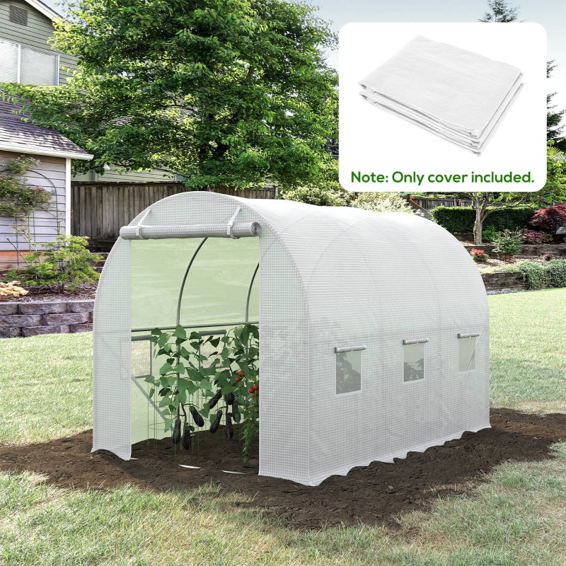 Toren Traditional Polytunnel Greenhouse Replacement Cover With Roll-Up Windows And PE Material